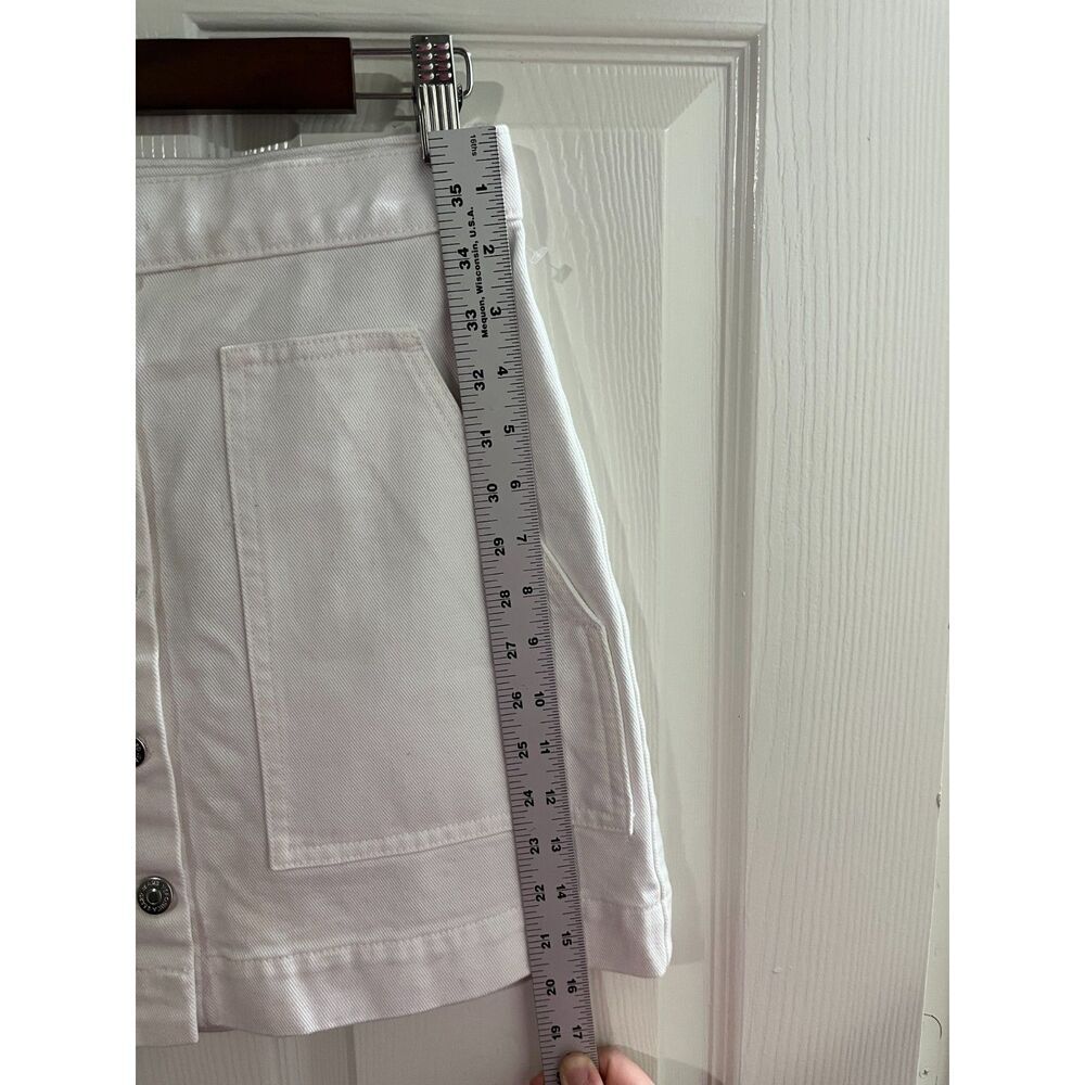 Veronica Beard Getty Cargo Mini Skirt Button Front Denim Size 4 White NWT - Picture 9 of 11